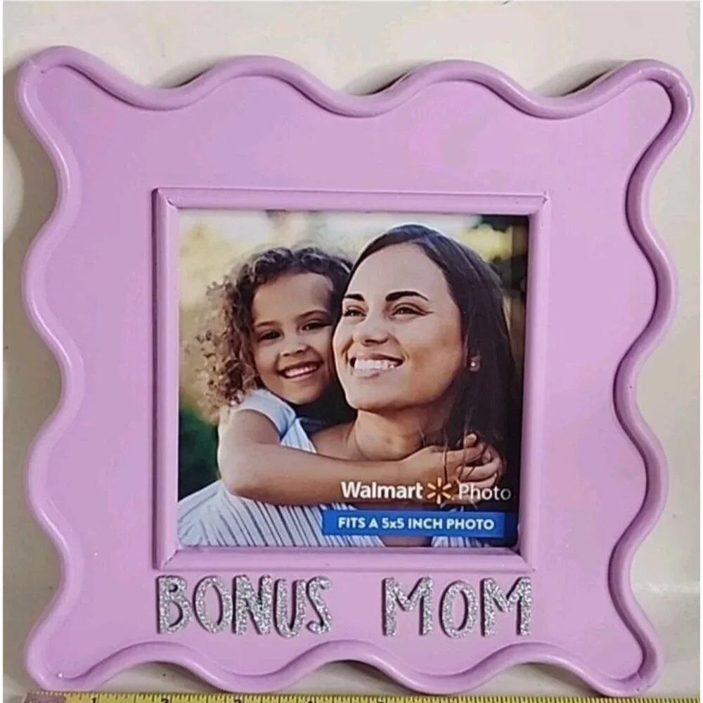 Bonus Mom Purple Wood Tabletop Picture Frame Mother's Day Birthday Gift